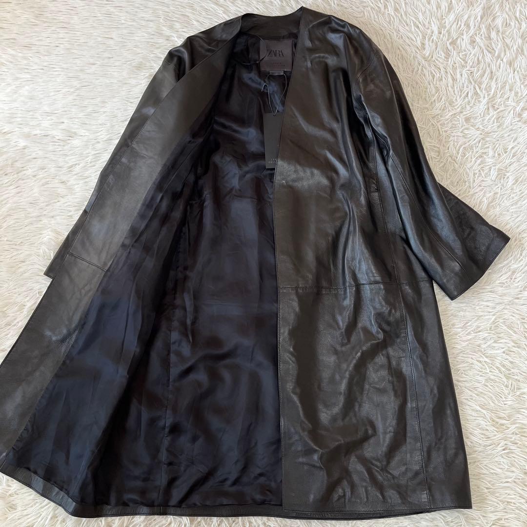 【新品未使用】ザラ　レザーコレクション　ウエストベルト　ラムレザー　ロングコート