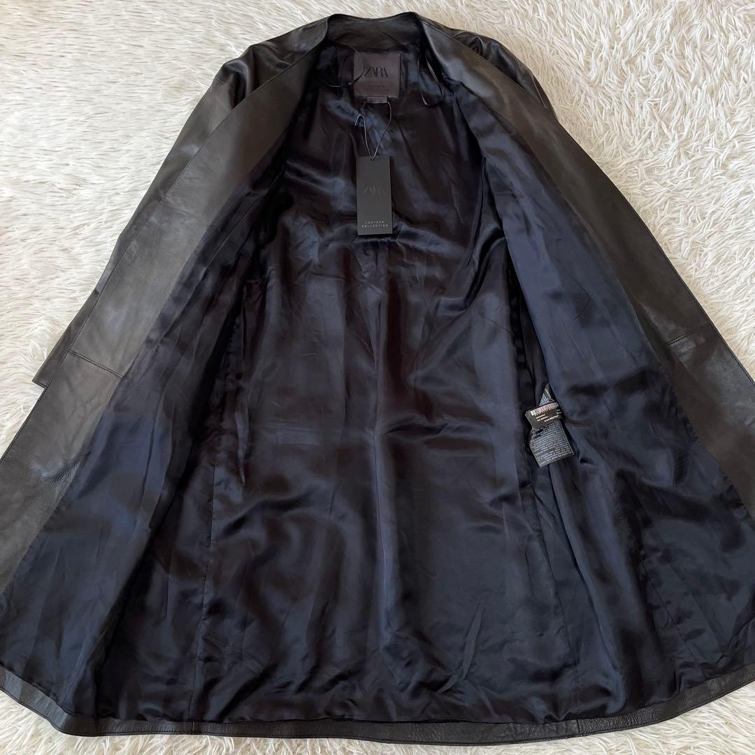 【新品未使用】ザラ　レザーコレクション　ウエストベルト　ラムレザー　ロングコート