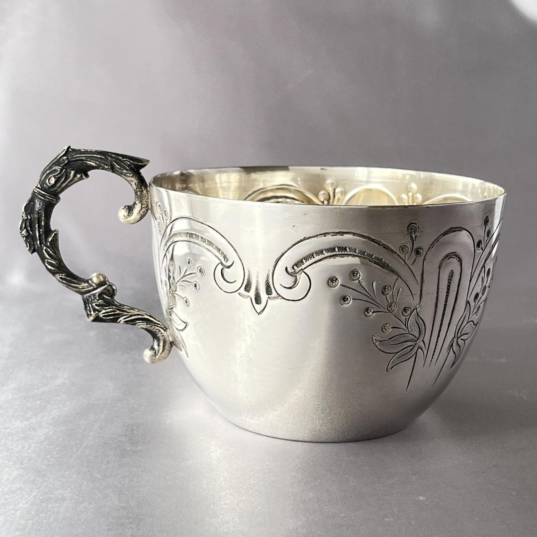 【仏蘭西】アールヌーボー カップ＆ソーサー 【シルバープレート】