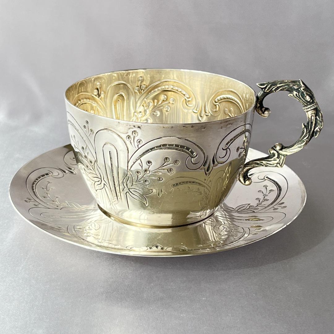 【仏蘭西】アールヌーボー カップ＆ソーサー 【シルバープレート】