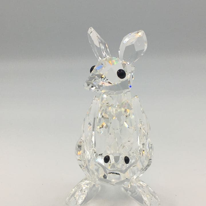 スワロフスキー　フィギュリン　 置物　カンガルーの親子　クリスタル　管mpr