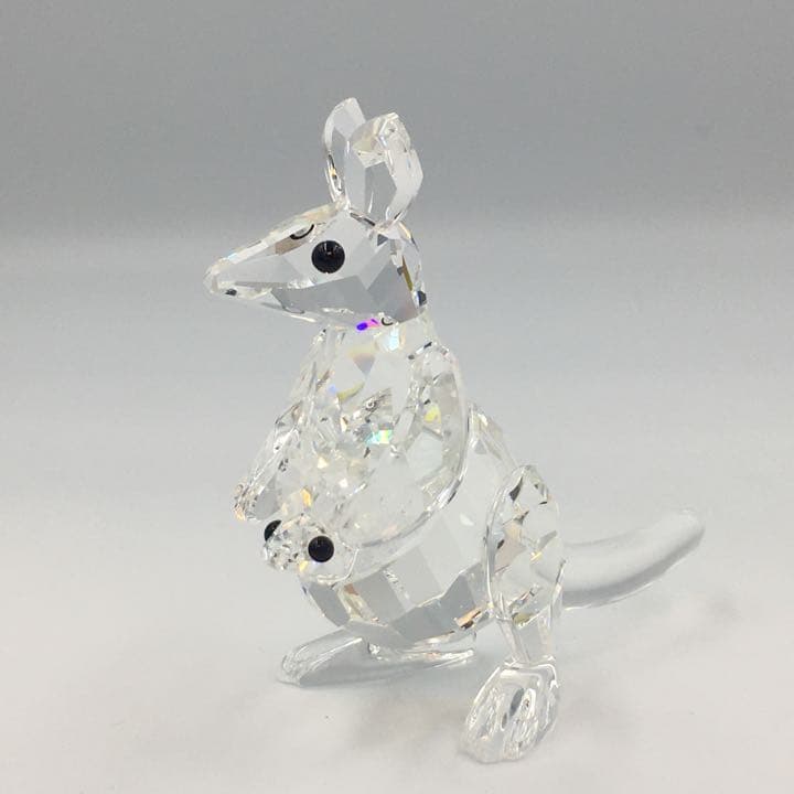 スワロフスキー　フィギュリン　 置物　カンガルーの親子　クリスタル　管mpr