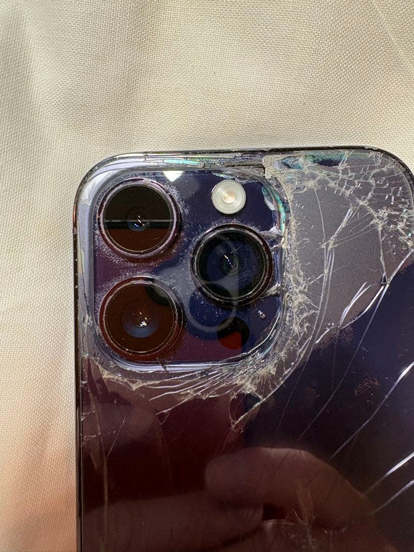 iPhone 14 Pro 256GB ディープパープル　背面割れ　ジャンク