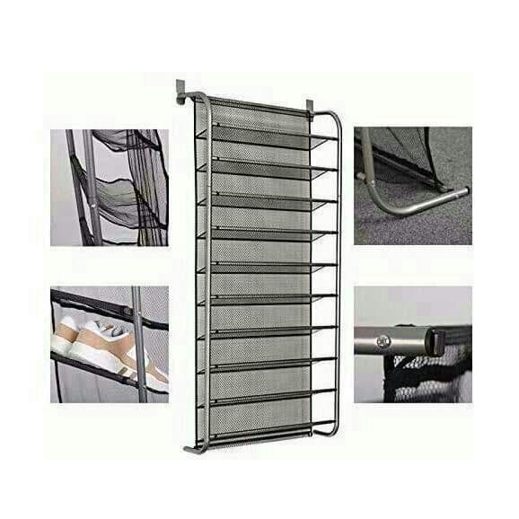 10段 壁掛けシューズラック 大容量56×21×151cm (ブラック )9