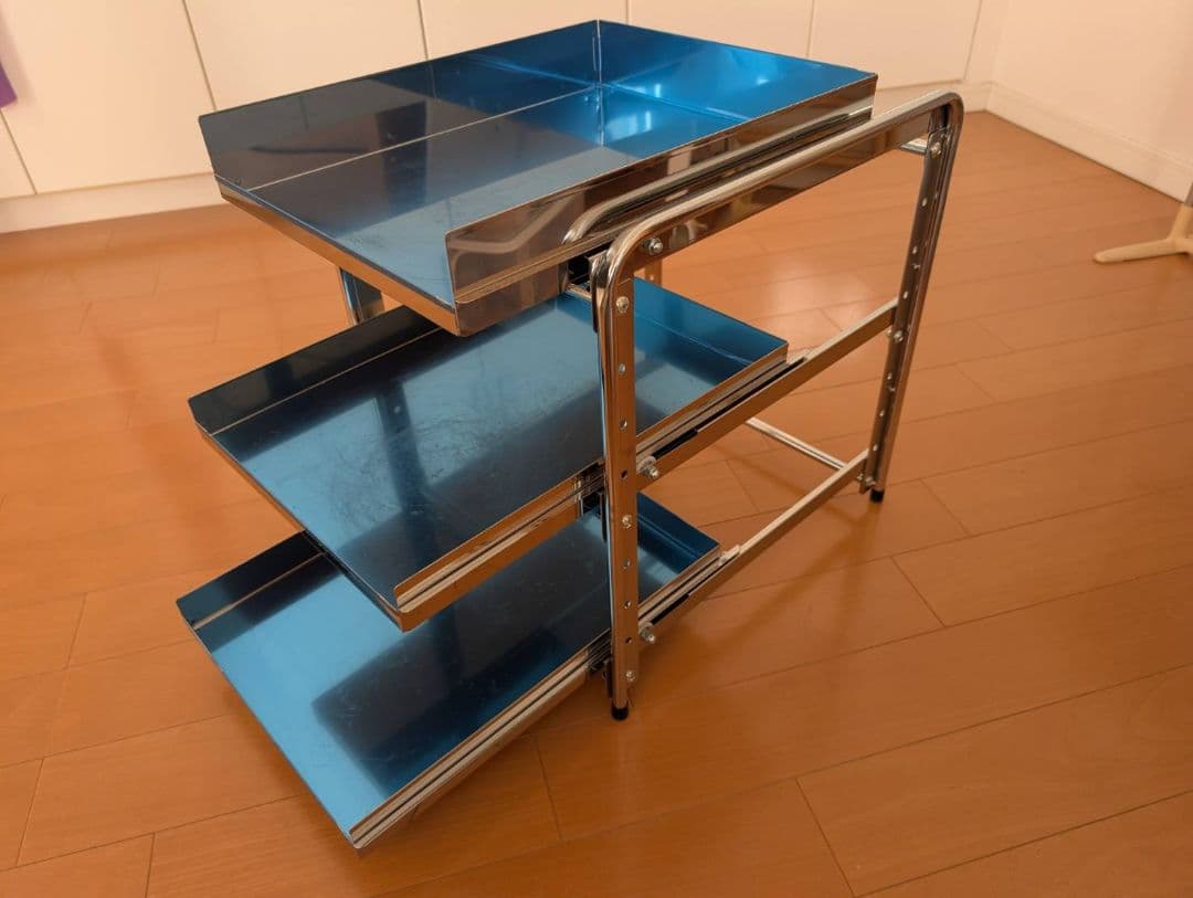 ステンレス製3段　シンク下スライドラック