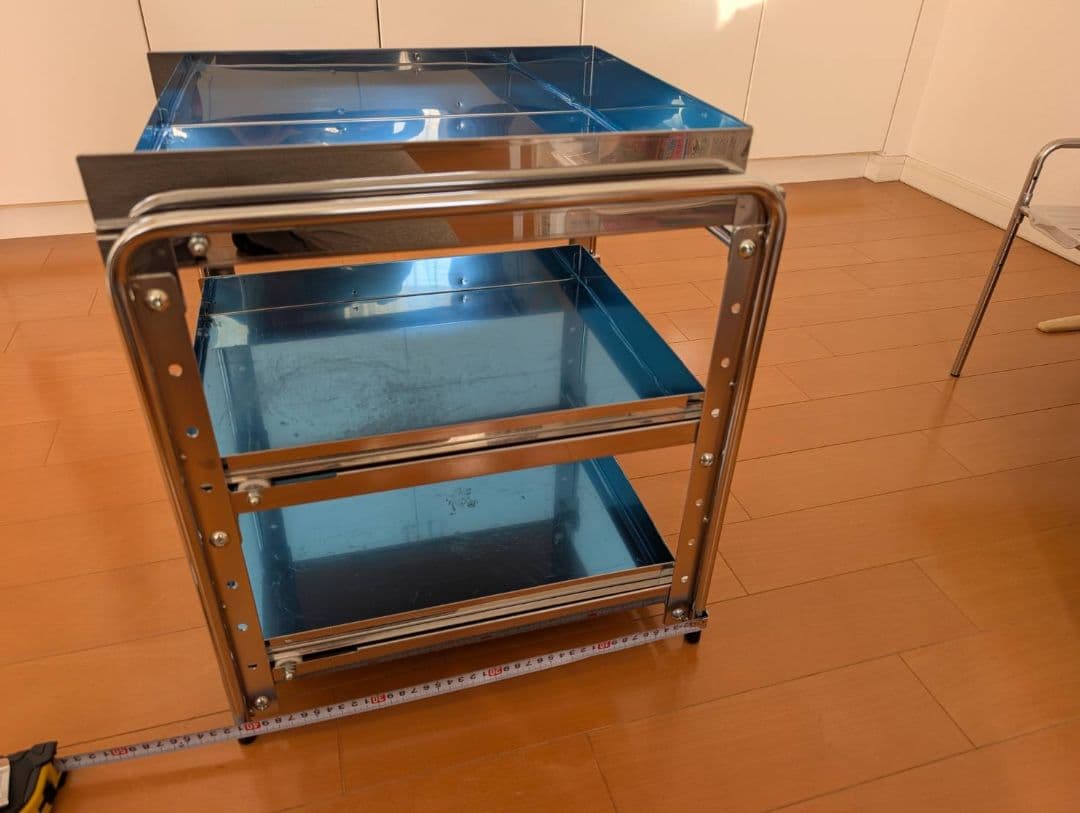 ステンレス製3段　シンク下スライドラック