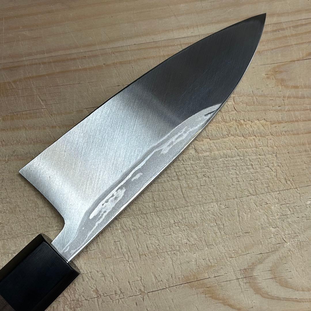 越前打刃物 北岡英雄 墨流し 出刃 4.5寸 135mm 紫檀八角柄