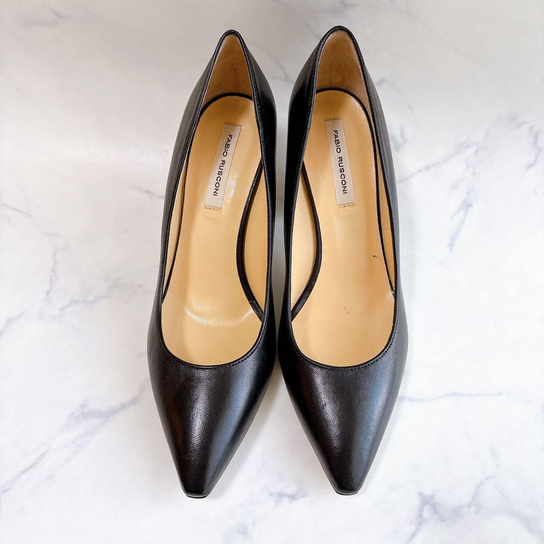 【未使用品】ファビオルスコーニ レザー パンプス ポインテッドトゥ ブラック