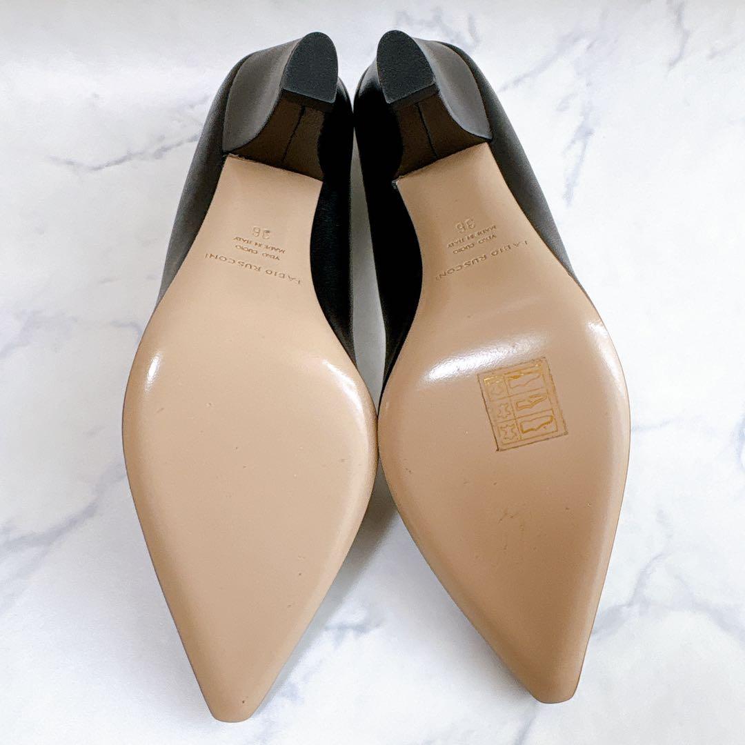 【未使用品】ファビオルスコーニ レザー パンプス ポインテッドトゥ ブラック