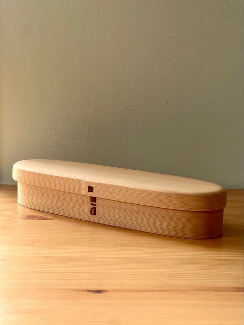 【新品未使用】柴田慶信商店　長手弁当箱　（大）秋田杉 白木　曲げわっぱ　弁当　②