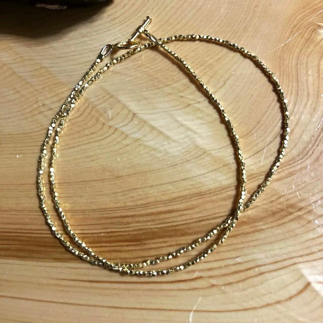 カレンシルバー　18KGP ランダムカットビーズ 38cm