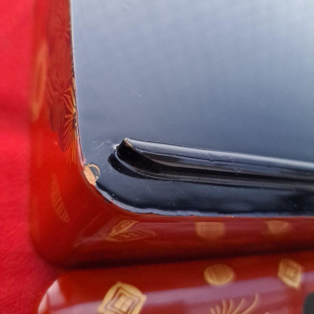 【会津漆器　6.5寸\"3段重箱】天然木製　錦絵　長期保管品