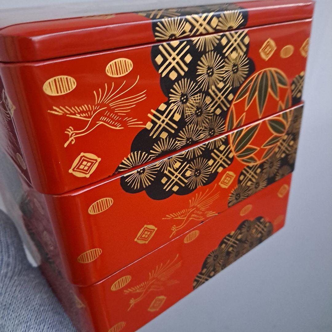 【会津漆器　6.5寸\"3段重箱】天然木製　錦絵　長期保管品