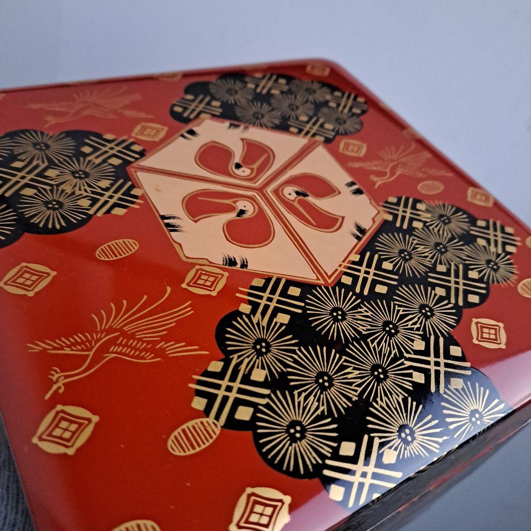 【会津漆器　6.5寸\"3段重箱】天然木製　錦絵　長期保管品