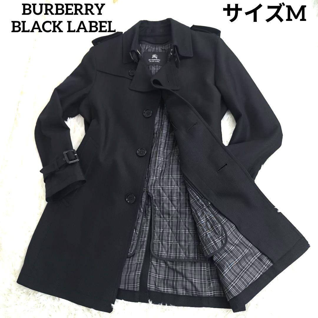 極美品✨ バ－バリーブラックレーベル トレンチコート ヘリンボーン チェック 黒
