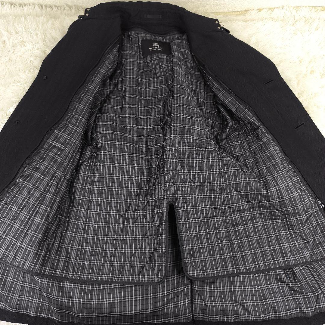 極美品✨ バ－バリーブラックレーベル トレンチコート ヘリンボーン チェック 黒