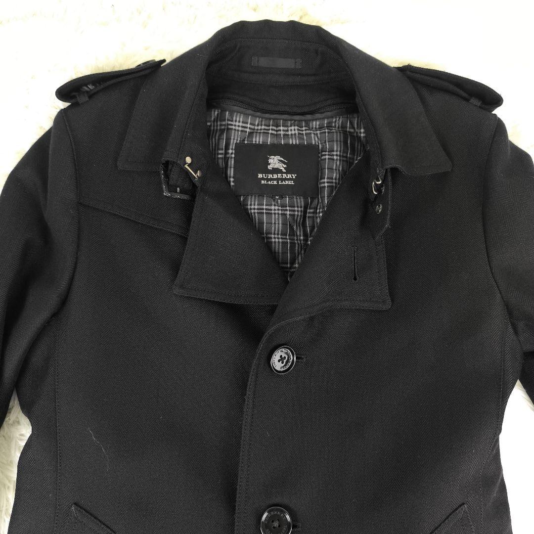 極美品✨ バ－バリーブラックレーベル トレンチコート ヘリンボーン チェック 黒