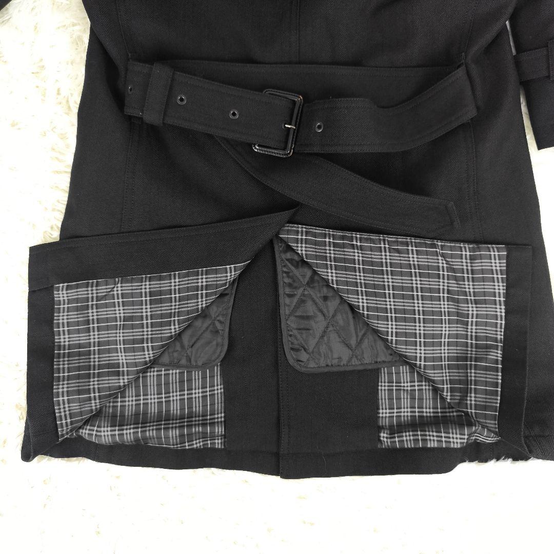 極美品✨ バ－バリーブラックレーベル トレンチコート ヘリンボーン チェック 黒