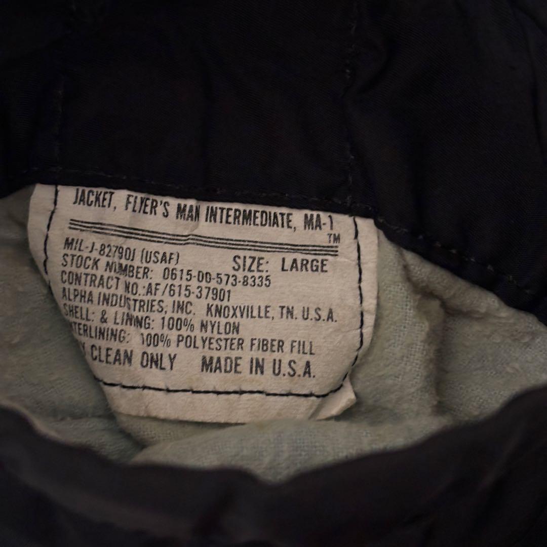 【人気】アルファインダストリーズ　ma-1 USA製　IDEALジップ L 短丈