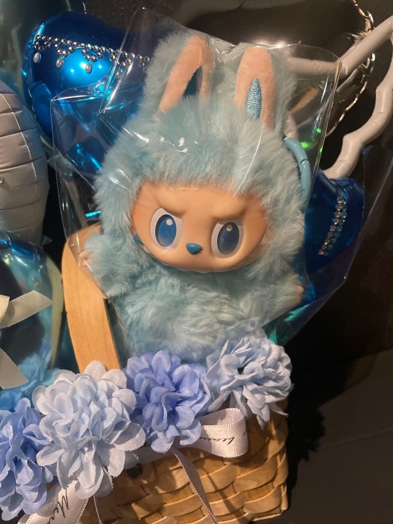 バルーンブーケ花束　水色×ラブブ　一点のみ
