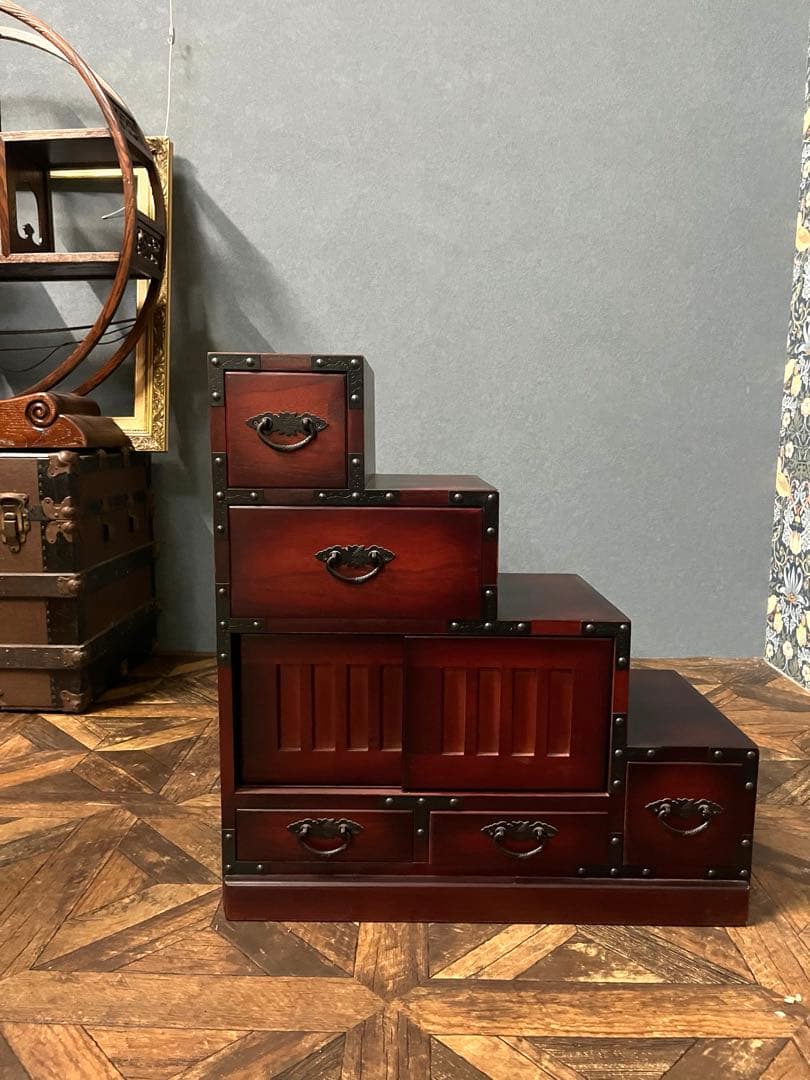 階段箪笥 インテリア 昭和レトロ 当時物 和箪笥 民芸調家具 アンティーク