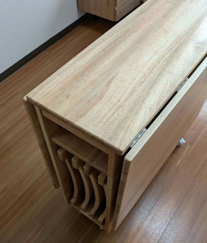 LOWYA ダイニングセット 折りたたみ 4人掛け ナチュラル