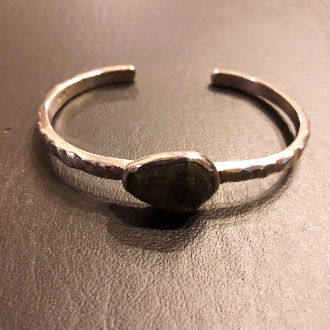 スモーキークォーツ　天然石　RosaMaria シルバーバングル　リング