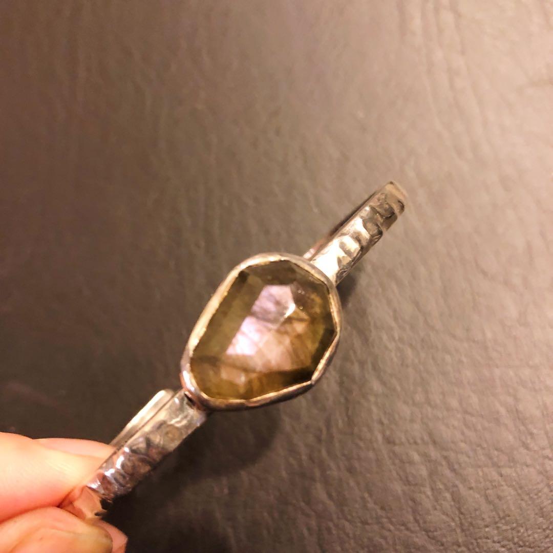 スモーキークォーツ　天然石　RosaMaria シルバーバングル　リング