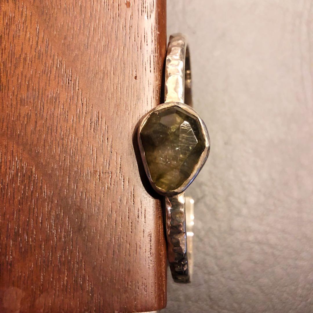 スモーキークォーツ　天然石　RosaMaria シルバーバングル　リング