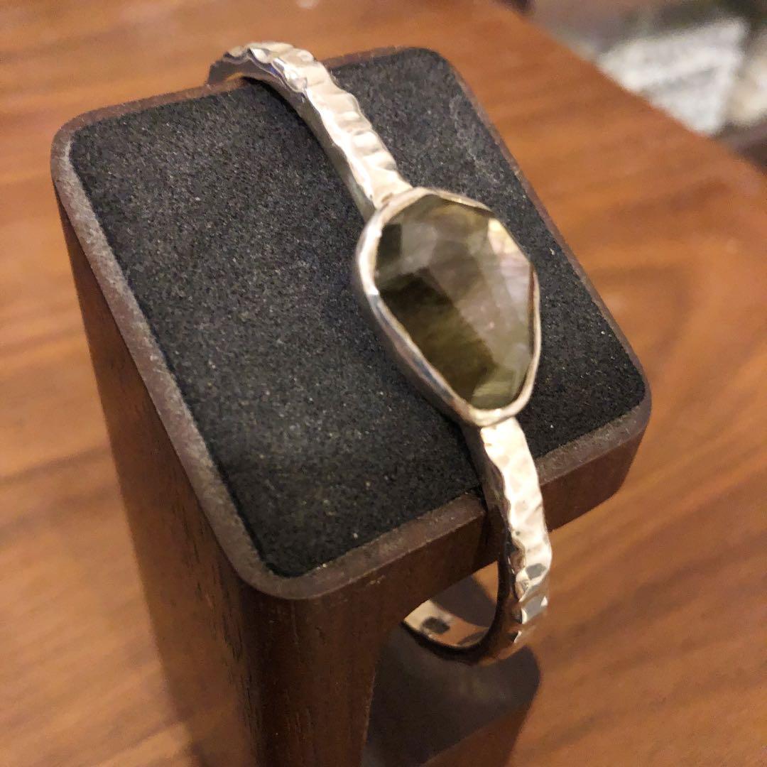 スモーキークォーツ　天然石　RosaMaria シルバーバングル　リング