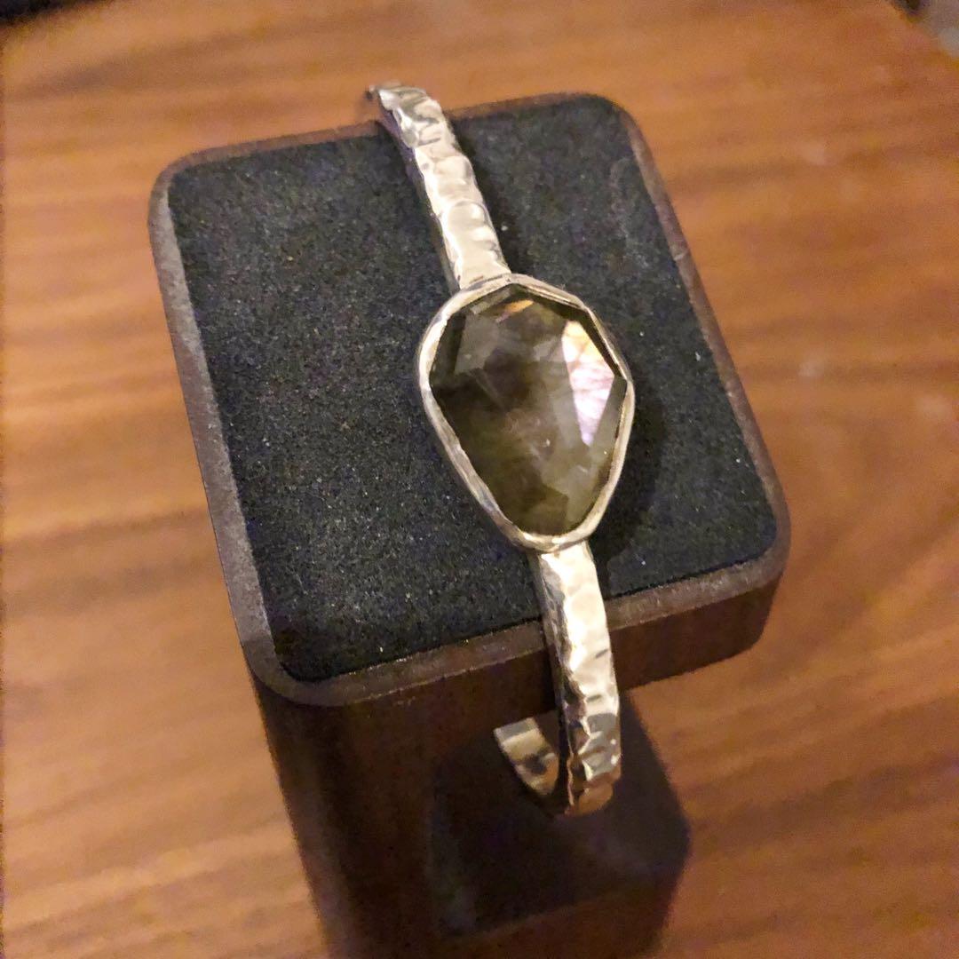 スモーキークォーツ　天然石　RosaMaria シルバーバングル　リング