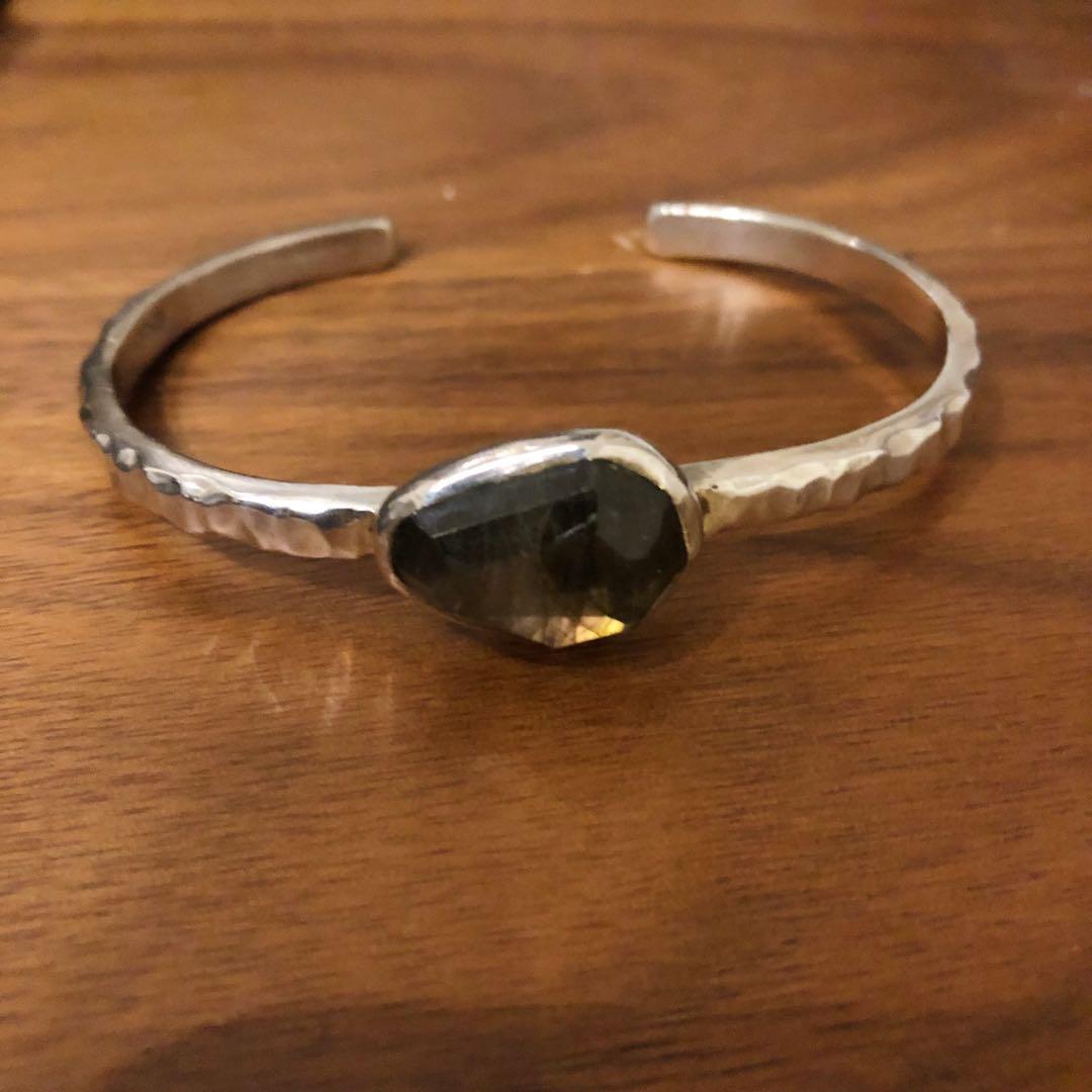 スモーキークォーツ　天然石　RosaMaria シルバーバングル　リング