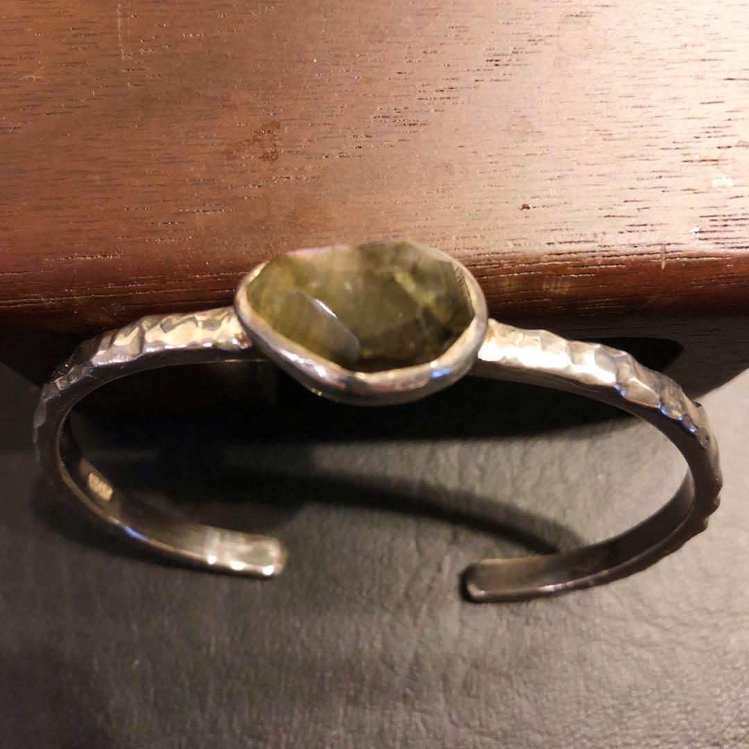 スモーキークォーツ　天然石　RosaMaria シルバーバングル　リング