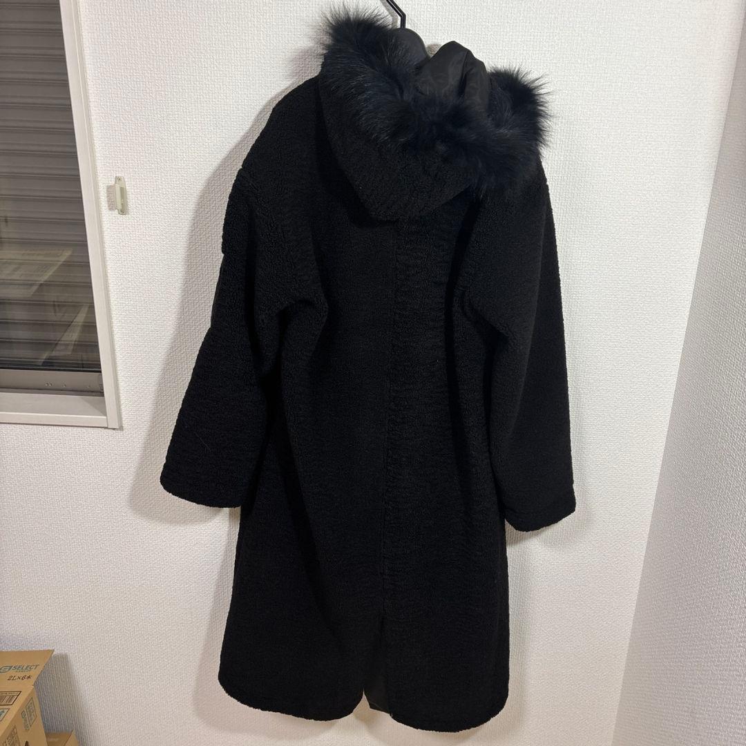 LASUD　ファーフーデッドボアコート　BK　9号　未使用品　定価34000円