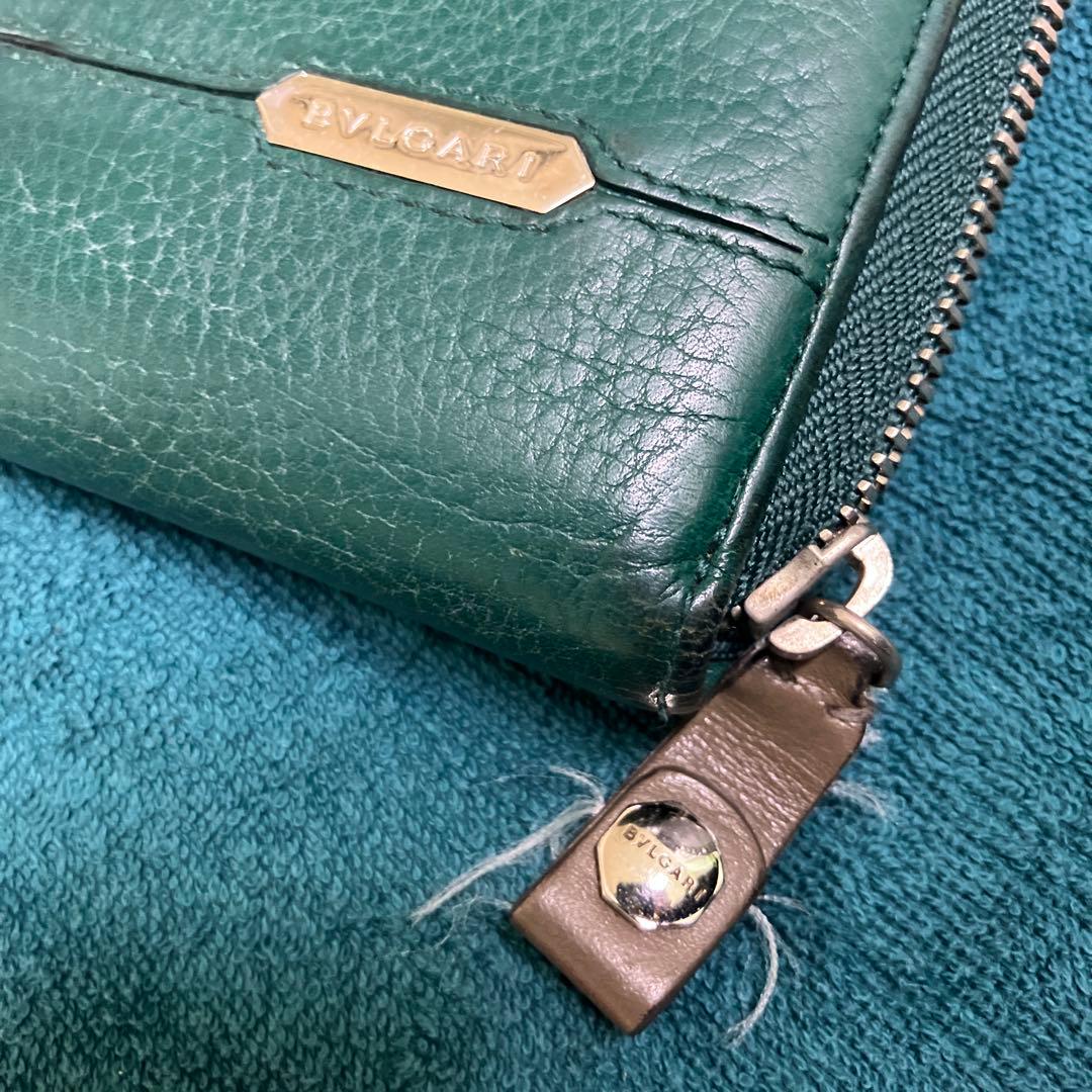 BVLGARI グリーンレザー 長財布