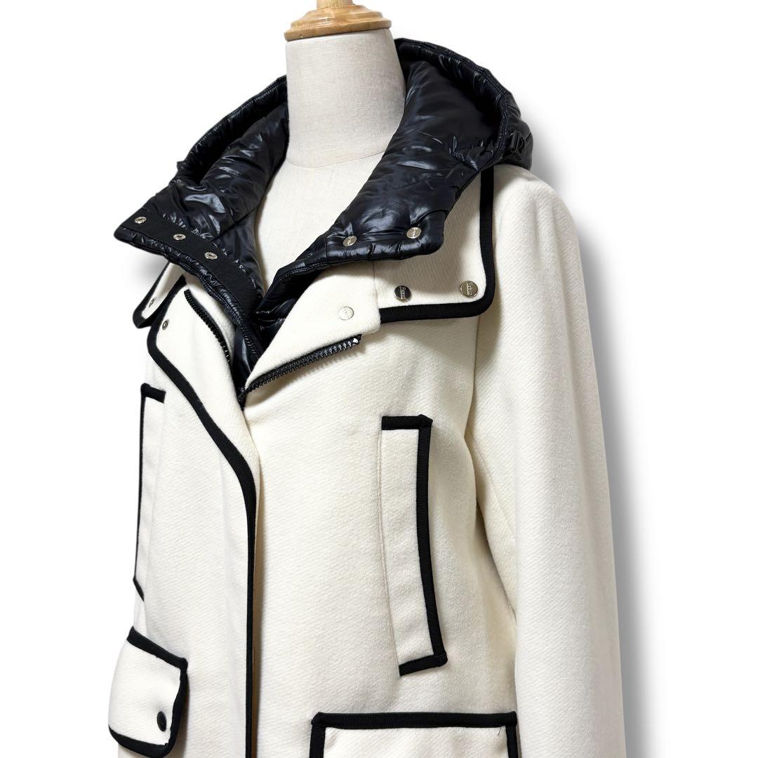 極美品✨HERNO ヘルノ ライナー付 フーディパイピングコート40 アイボリー