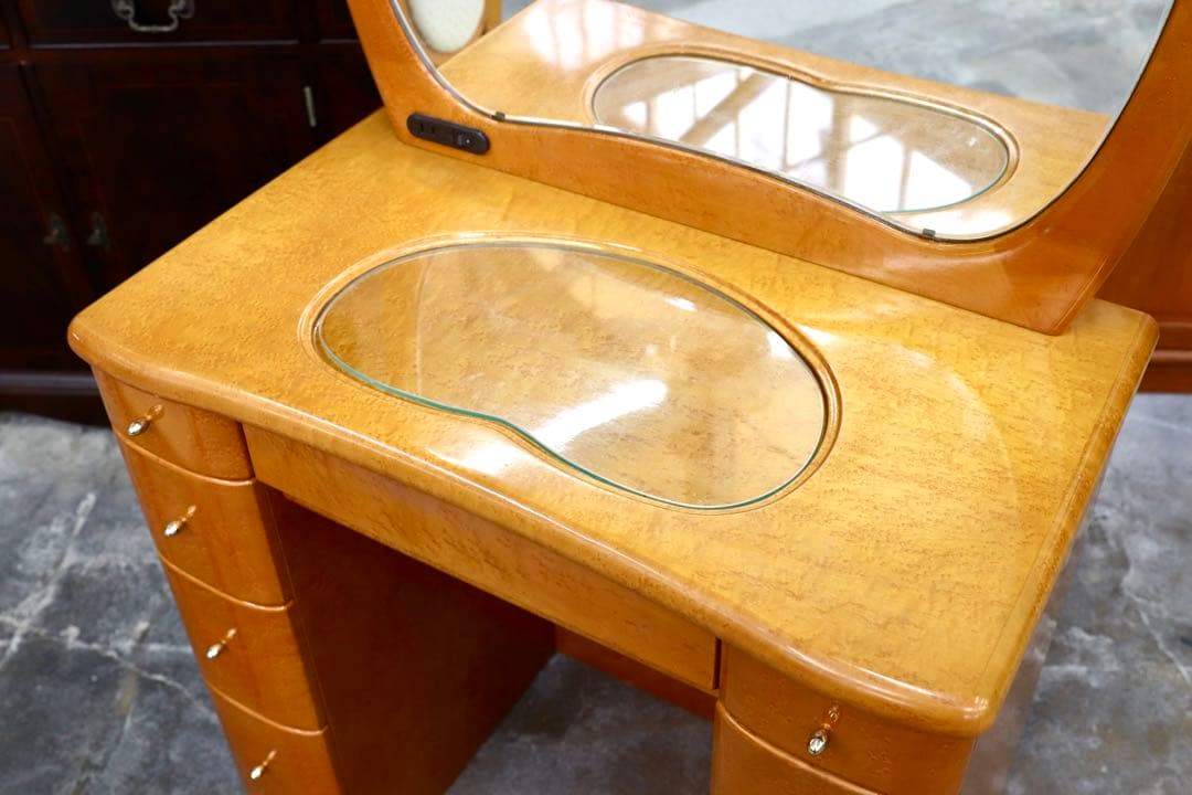 GMIK365A○府中家具 バーズアイメープル ドレッサー 化粧台 デスク