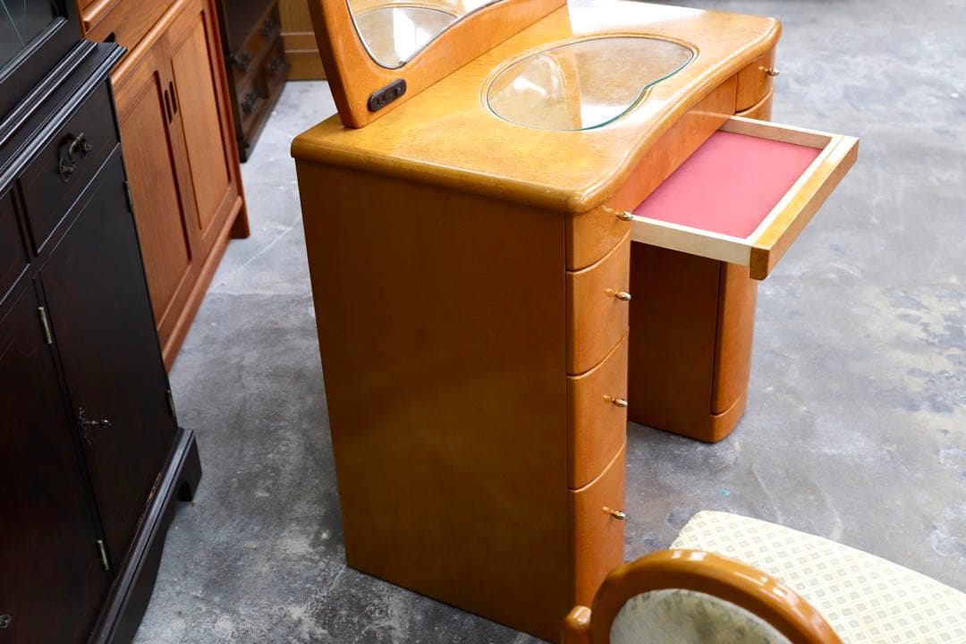 GMIK365A○府中家具 バーズアイメープル ドレッサー 化粧台 デスク