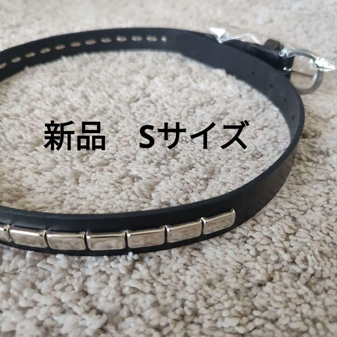 [新品未使用]DECIレザースタッズベルト黒Sメタルパーツ付YUYA OFUJI