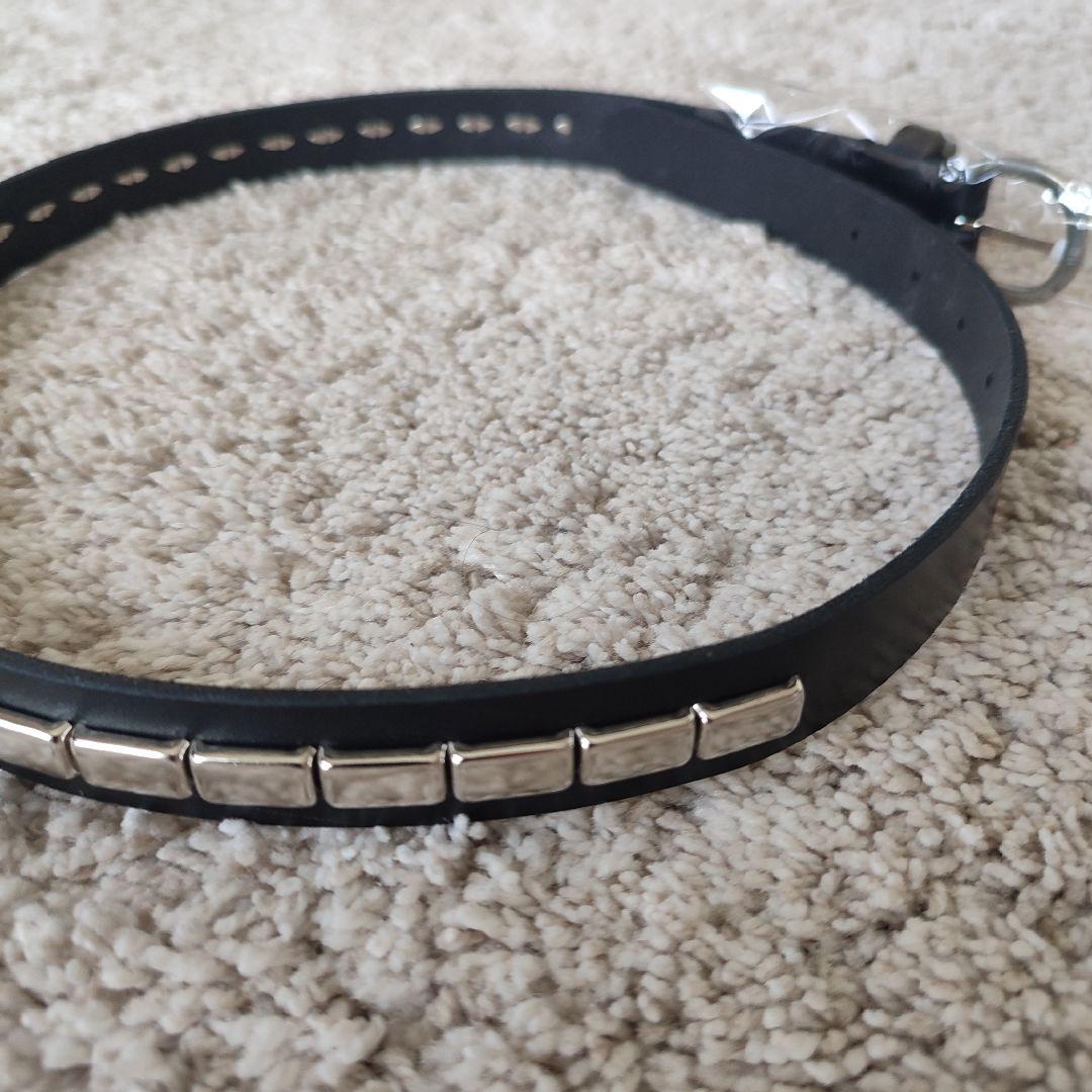 [新品未使用]DECIレザースタッズベルト黒Sメタルパーツ付YUYA OFUJI