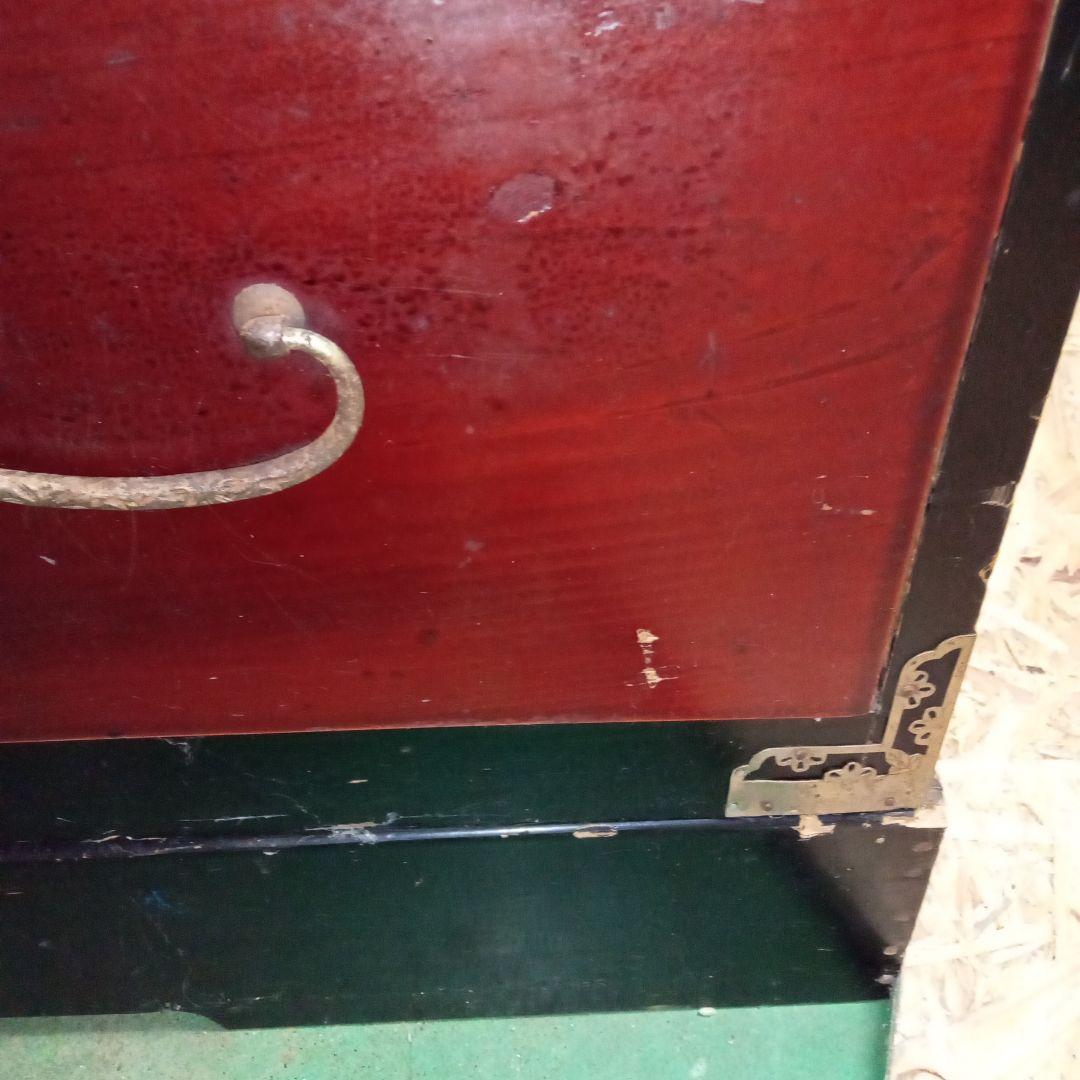 古箪笥　桐タンス　塗タンス　整理タンス　昔ガラス　三段タンス　アンティーク