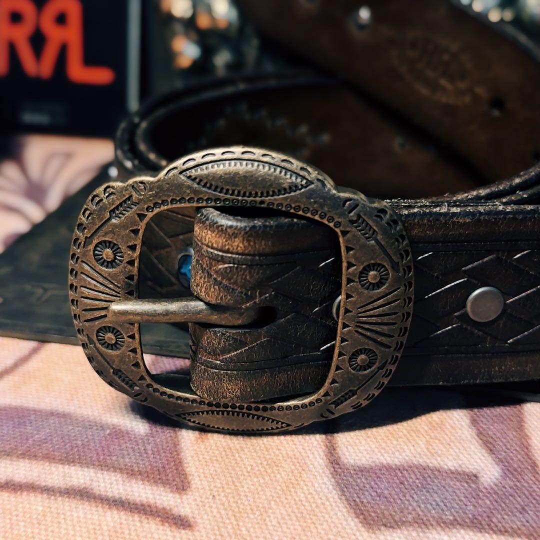 RRL ヴィンテージエンボスレザーベルト36