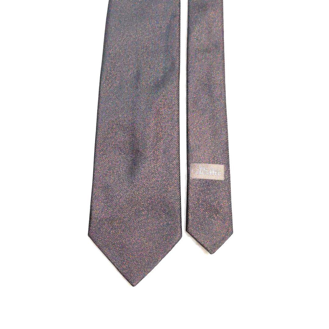 極美品　ジャンポールゴルチエ　ネクタイ　無地　ソリッド　ラメ　紳士服　シルク