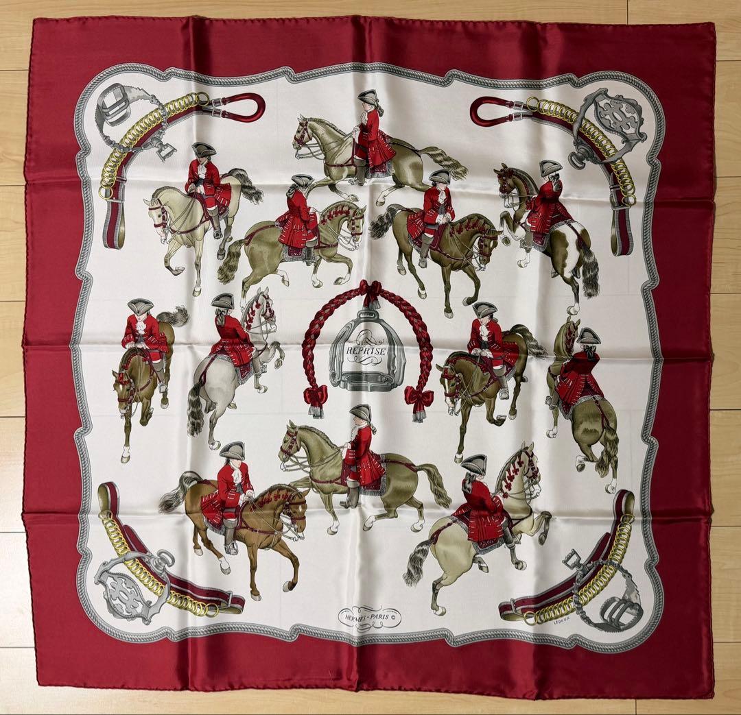 最終値下げ! 美品エルメス カレ90 乗馬風景 REPRISE スカーフ