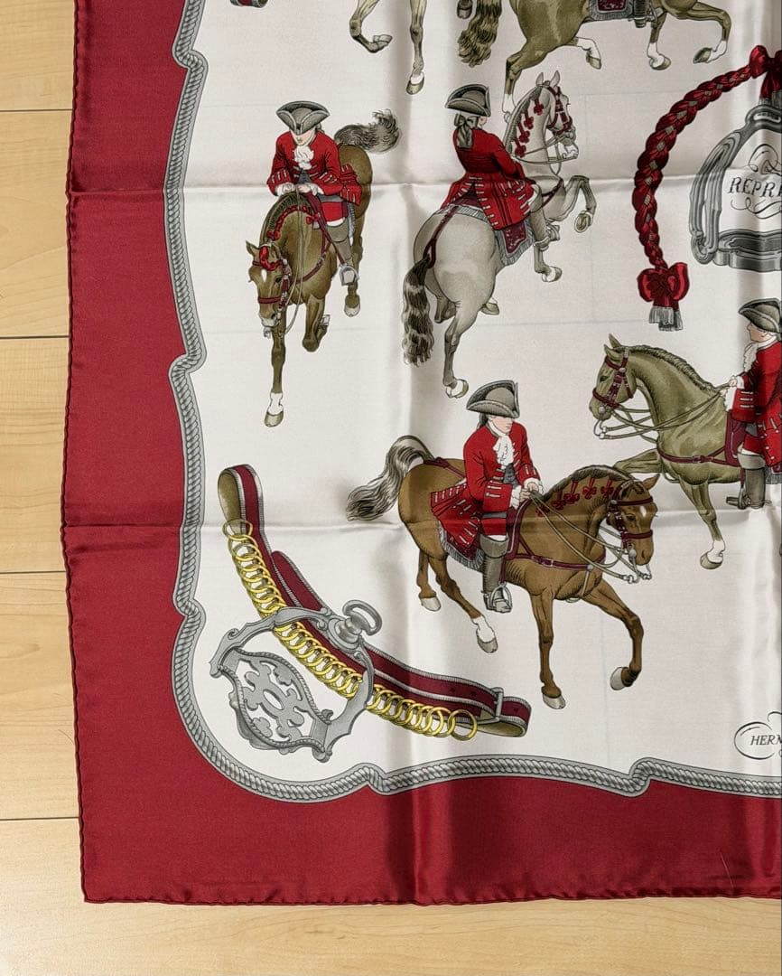 最終値下げ! 美品エルメス カレ90 乗馬風景 REPRISE スカーフ