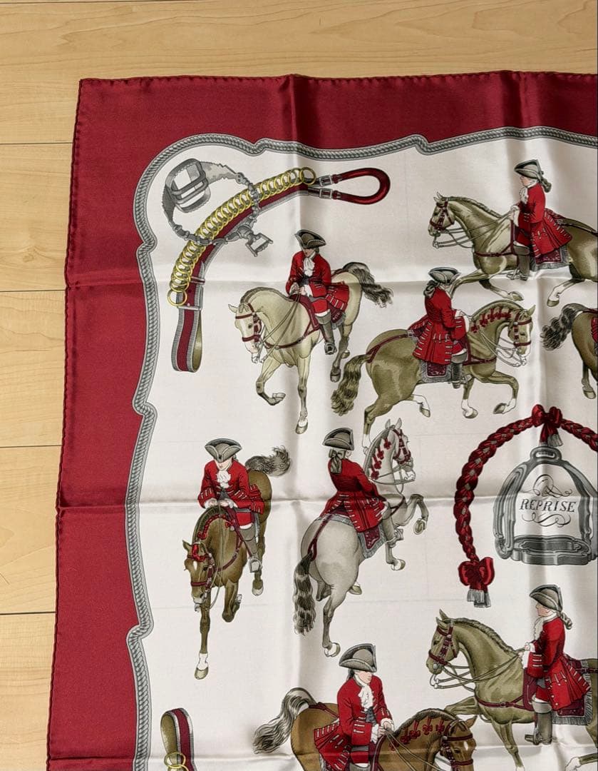 最終値下げ! 美品エルメス カレ90 乗馬風景 REPRISE スカーフ
