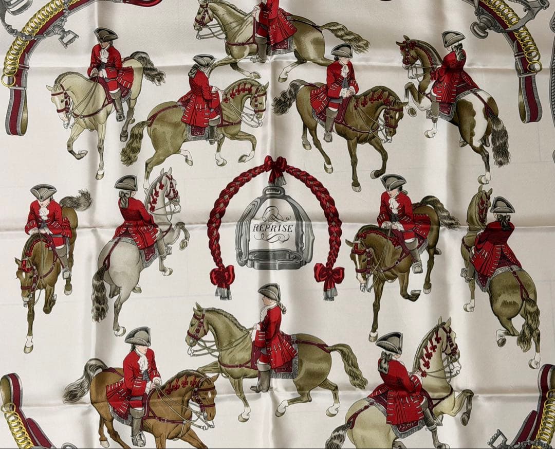 最終値下げ! 美品エルメス カレ90 乗馬風景 REPRISE スカーフ