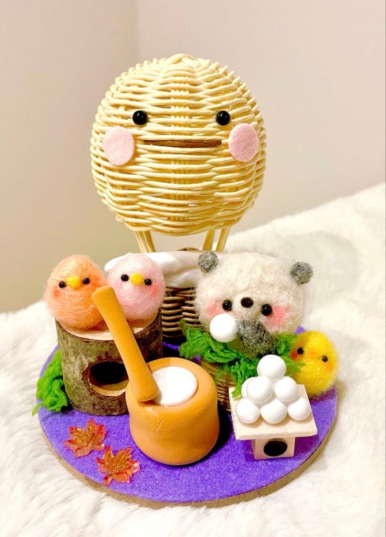 お月見✩.*˚お月見気球♡羊毛フェルト