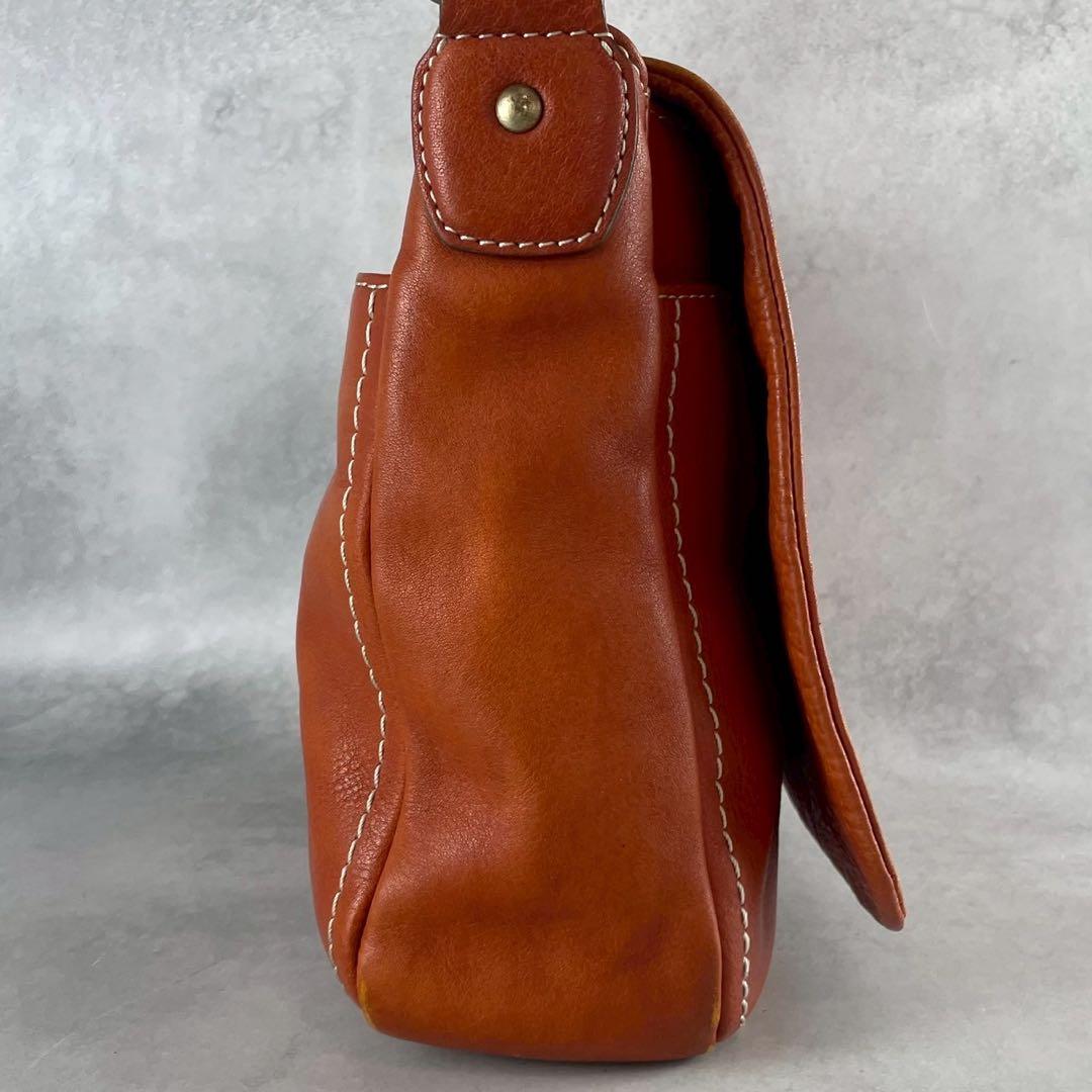 美品 土屋鞄 メッセンジャーバッグ トーンオイルヌメ レザー A4可 茶