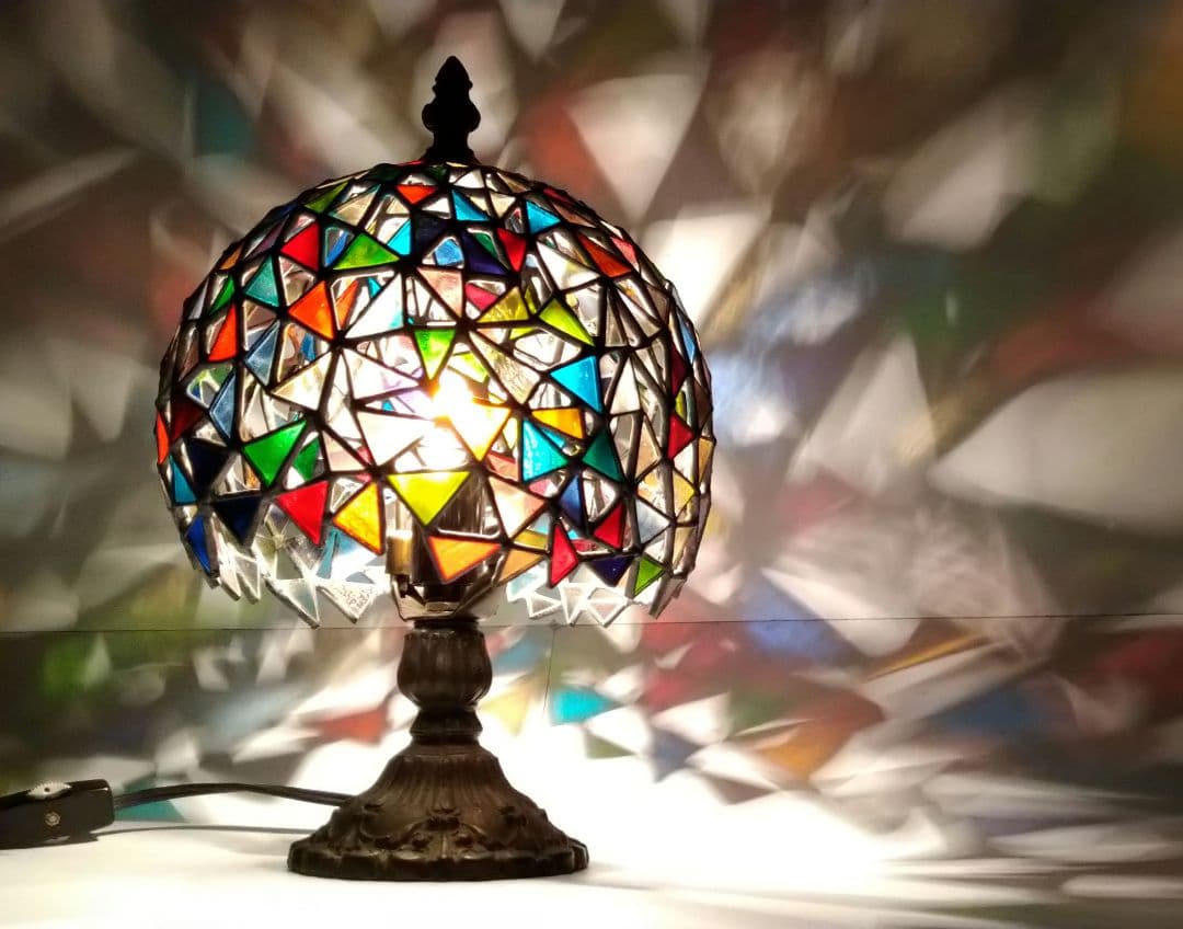 ステンドグラスランプステンドガラス2重シェードテーブルランプベッドサイドランプ